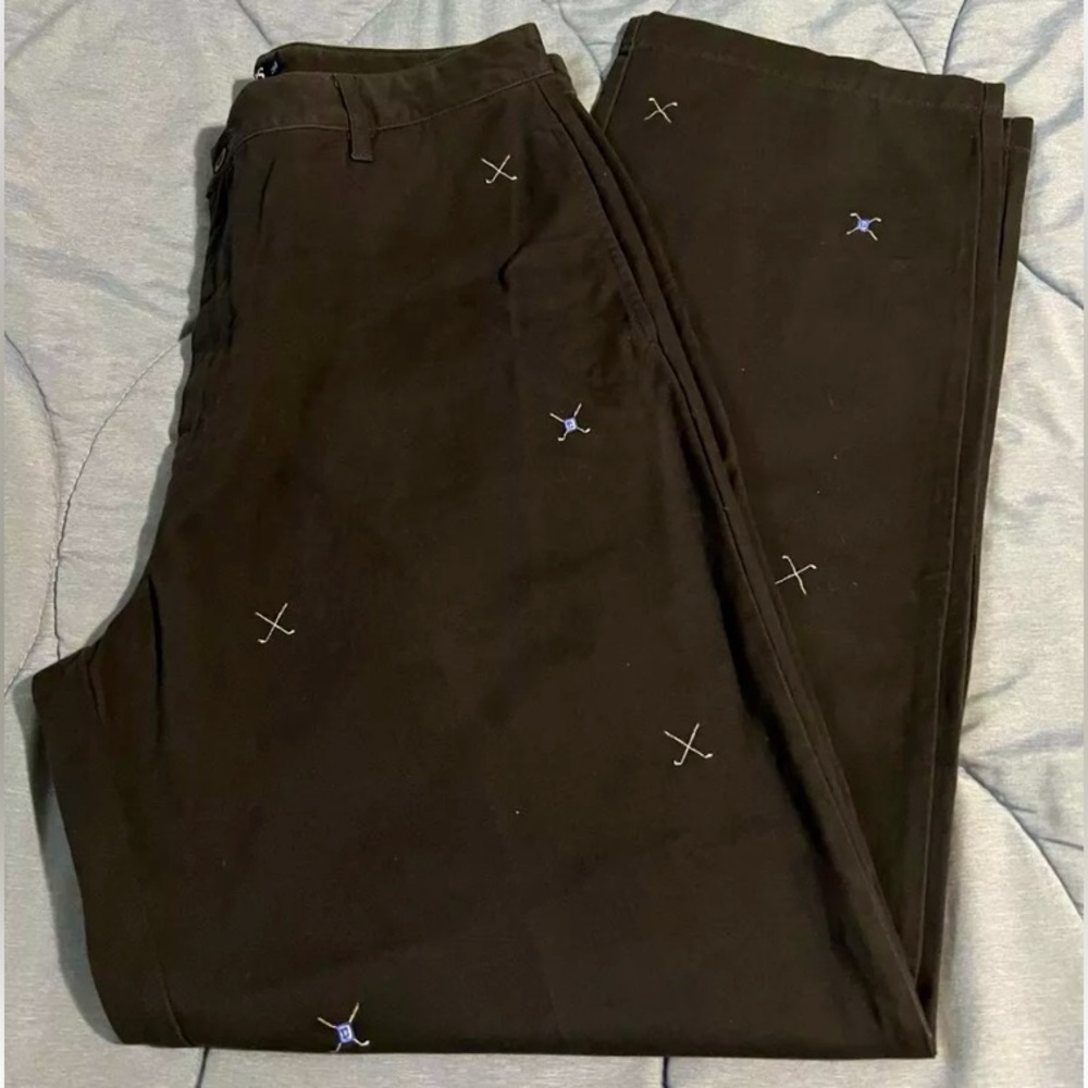 CHAPS Golf Pants Black With Crossed Club Motif